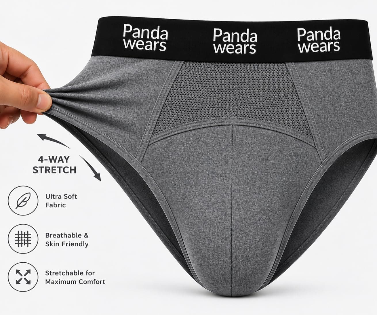 Men’s Bio-Washed Stretch Briefs | Soft Feather-Touch Waistband | Breathable & Comfortable Fit – image 2